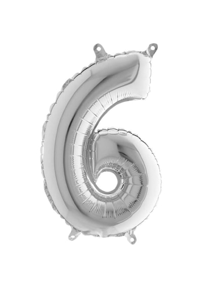 Gümüş Folyo Balon 6 Rakamı 40 CM