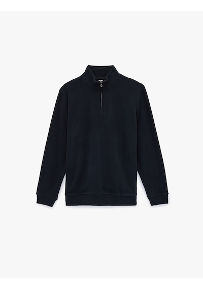 Koton Regular Fit Uzun Kollu Yarım Fermuarlı Sweatshirt Lacivert 6wam70199mk Lacivert