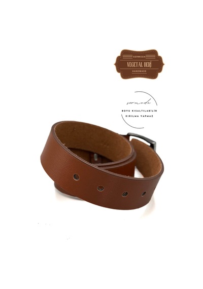 Sermoda 38 Mm Vegetal Deri Düz Kot Kemeri Taba