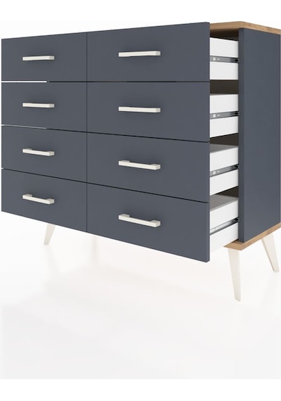 Arges Şifonyer 8 Çekmeceli 88x30x80 Antrasit-çam/antrasit Beyaz Arges Şifonyer 8 Çekmeceli 88x30x80 Antrasit-çam/antrasit Beyaz