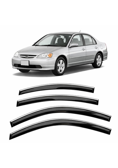 Honda Civic 2001-2006 Slim Krom Cam Rüzgarlığı 4 Parça