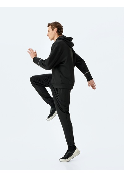 Koton Beli Bağcıklı Lastikli Paça Jogger Spor Eşofman Altı Siyah 5sam40015nk Siyah