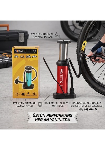 Bisiklet - Motosiklet - Otomobil Hava Ayak Pompası Dışı Metal Karışık Renk