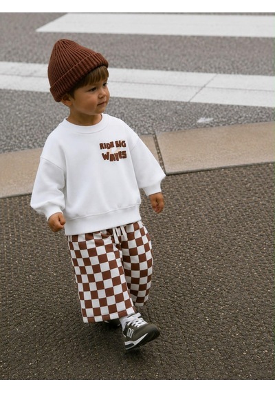 Mila Mood Çocuk Ride Big Waves Baskılı Sweatshirt Kahverengi Ekose Bol Paça Pantolon 2 Li Takım Krem Mila Mood Çocuk Ride Big Waves Baskılı Sweatshirt Kahverengi Ekose Bol Paça Pantolon 2 Li Takım Krem