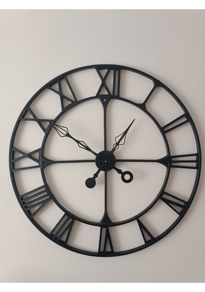 Büyük Boy Roman Rakamlı Metal Duvar Saati 90x90 Cm