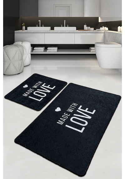 Con Amore Banyo Halısı Djt 2 Li Set Beyaz - Siyah