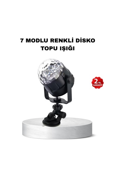 Cosmotex Müzik Ritmine Duyarlı Renkli Disko Topu 7 Modlu Işıklı Parti Lambası