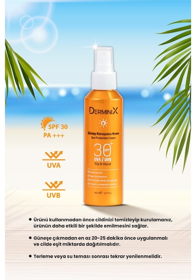 Derminix Yüksek Koruma Yüz ve Vücut Güneş Kremi SPF30+ 150 ML