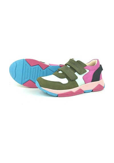 Ortopedikal 3880 Rakerplus Hakiki Deri Yeşil Beyaz Pembe Çocuk Sneakers Spor Ayakkabı Cırtlı Yeşil Beyaz Pembe
