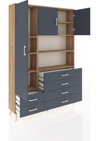 Arges Dolap 8 Raflı 6 Çekmeceli 3 Kapaklı 132x30x195 Çam-antrasit/antrasit Antrasıt/antrasıt Arges Dolap 8 Raflı 6 Çekmeceli 3 Kapaklı 132x30x195 Çam-antrasit/antrasit Antrasıt/antrasıt