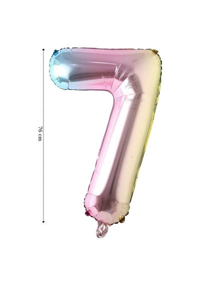 Folyo Balon 7 Rakamı Helyum 76 Cm Balon Gökkuşağı Çok Renkli
