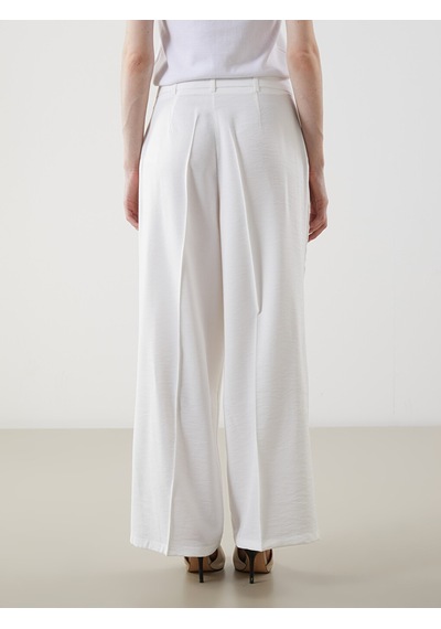 Lcw Modest Ekru Loose Fit Geniş Paça Kadın Pantolon