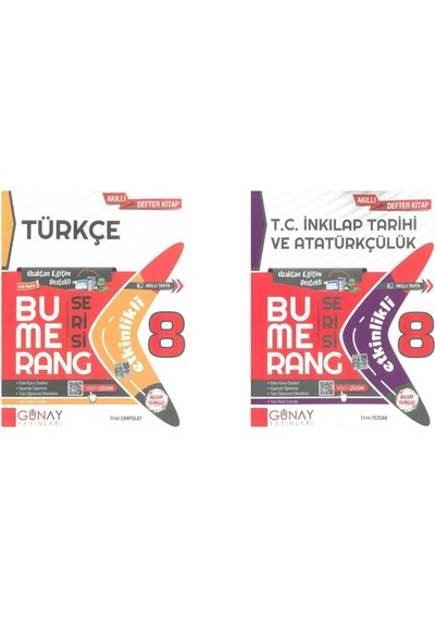 Günay 8. Sınıf Bumerang Serisi Türkçe - İnkılap Soru Bankası Seti