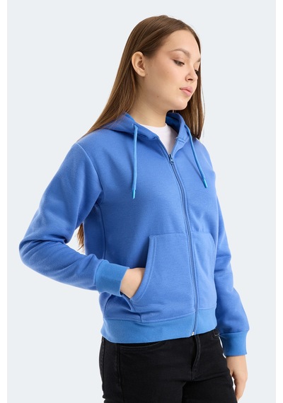 Slazenger Mılıo I Kadın Fermuarlı Kapüşonlu Cepli Indigo Sweatshırt Indigo