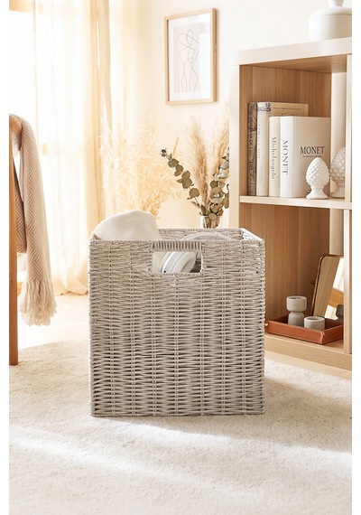 Ocean Home Textile Yıkanabilir Gri Pp Rattan Sepet 33 X 33 X 33 Cm