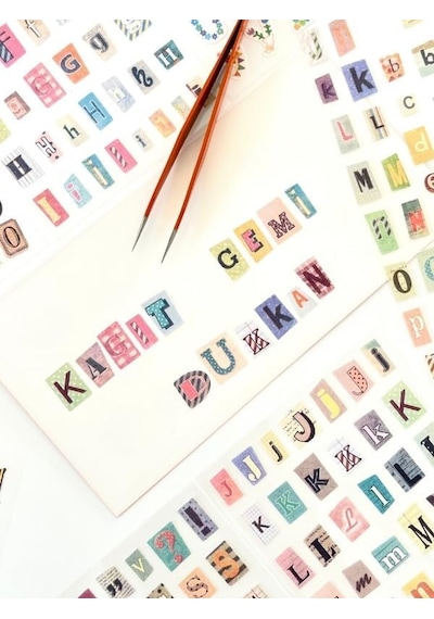 Vintage Harfler Rakamlar Ve Semboller Temalı 6 Yaprak 289 Adet Sticker Set/etiket/çıkartma Genel