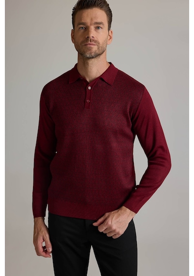 Ysf Erkek Bordo Polo Yaka Desenli Triko