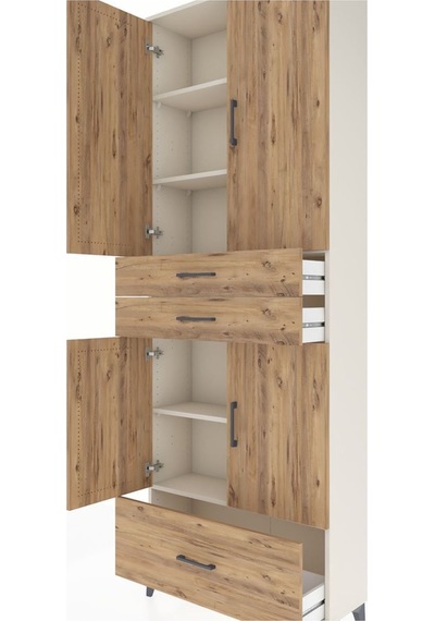 Arges Dolap 5 Raflı 3 Çekmeceli 4 Kapaklı 88x30x243 Aytaşı-çam Aytası
