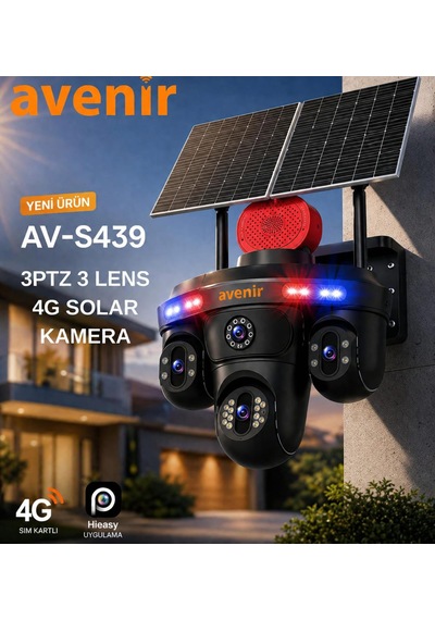 S439 3 Lens 3 Ptz 4g Solar Güvenlik Kamerası