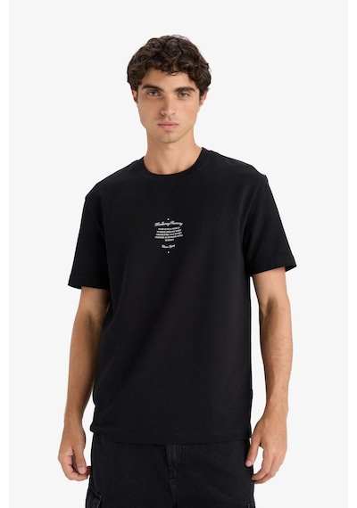 Defacto Regular Fit Bisiklet Yaka Baskılı Kısa Kollu Tişört F3475ax25aubk81 Siyah