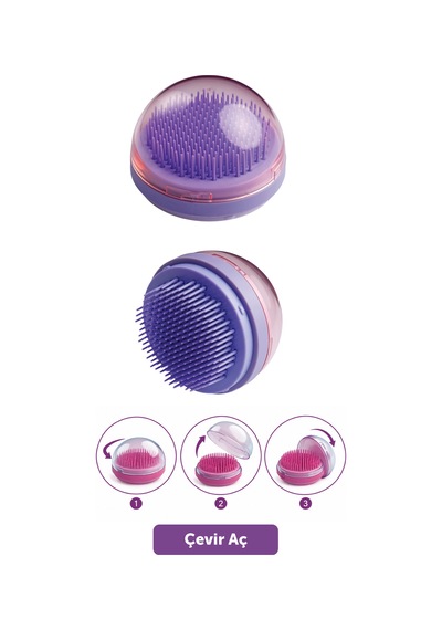 Beauty Premıum Twısty Masaj Saç Fırçası - Kendini Temizleyen - Saç Bakım Fırçası Lila