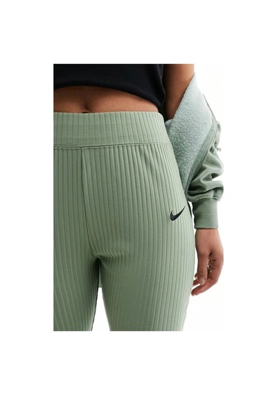Nike Sportswear Rib Jersey Green Yüksek Belli Fitilli Kadın Siyah Eşofman Yeşil Yeşil