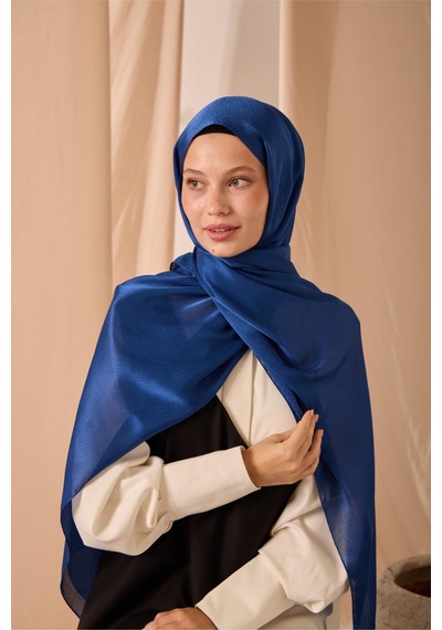 Silk Home Janjan Şal Tek Taraflı Gece Mavi Kendinden Çizgi Dokulu Parlak Yüzeyli 75x190 Çok Renkli