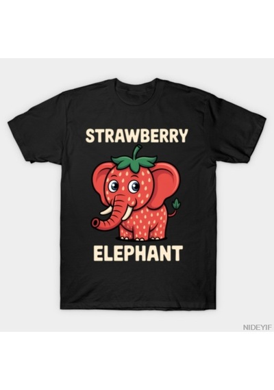 Flood Of Style İtalyan Brainrot Meme Çocuk Boys Çilek Fil T-shirt Erkekler Kadınlar Için % 100% Pamuk T Shir Siyah