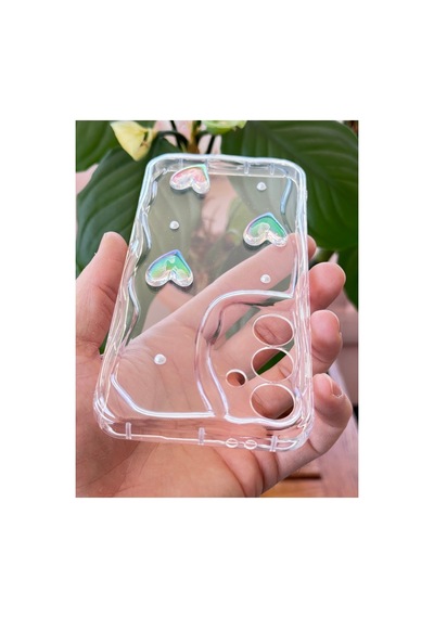 Galaxy Uyumlu A16 Kılıf 3d Kalpli İnci Tasarımlı Desenli Kamera Korumalı Silikon Kapak