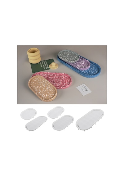Oval Tabak Silikon Kalıp Alçı Ve Çimento Döküm Kalıbı 1. Kalite Kolay Çıkarma 1 Adet 165mm 122mm