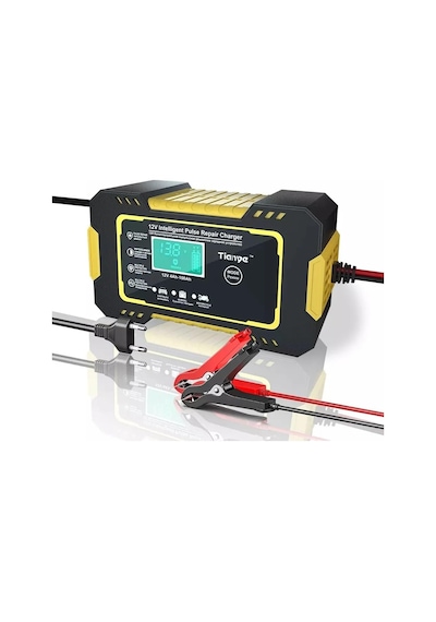 12v 6a Akü Şarj Cihazı, 4-100ah Uyumlu, Dijital Ekran, Otomatik Koruma, Araba Motosiklet Tekne