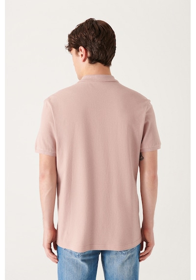 Avva E001004 Serin Tutan Standart Fit Normal Kesim Erkek Polo Yaka T-Shirt - Pudra