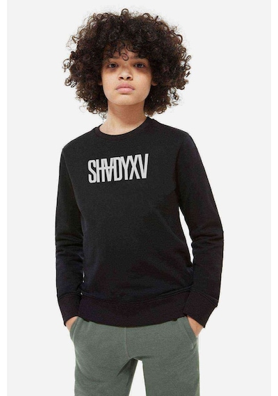 Tshirthane Shvdyxv Logo Baskılı Unisex Çocuk Siyah Sweatshirt Siyah