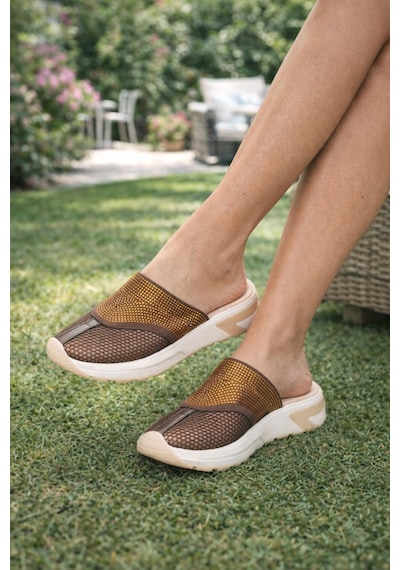 Kadın Günlük Rahat Slip-on Spor Terlik Kahverengi