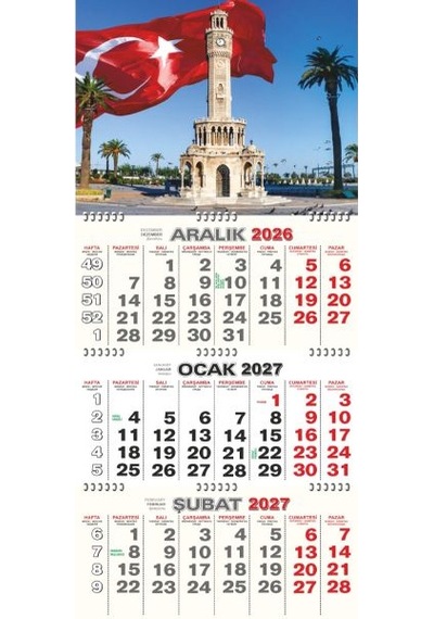 Gemici Takvimi Atatürk, Manzara Ve Saat Kulesi 2027 Yeşil