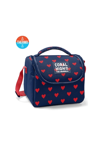 Coral High Kids Lacivert Kırmızı Kalp Desenli Thermo Beslenme Çantası 37129 Kırmızı