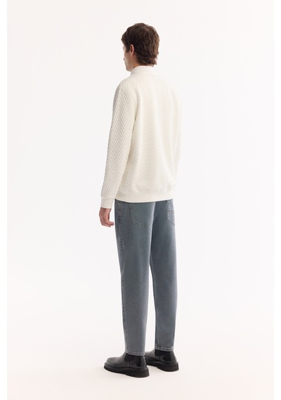 Avva Erkek Ekru Bisiklet Yaka Dokulu Elastan Regular Fit Sweatshirt A52y1216