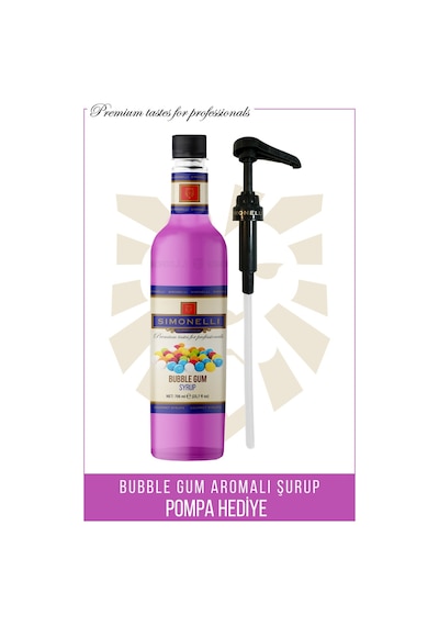 Simoenlli Kahve Şurubu Bubble Gum Aromalı 700 ML + Pompa Simonelli