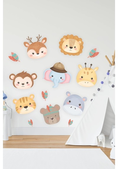 MSticker Sevimli Hayvanlar Geyik,Fil,Aslan Çocuk Bebek Odası Duvar Sticker