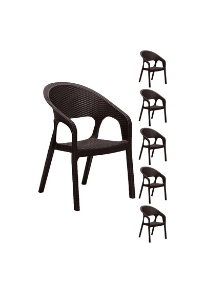 6 Adet Garden Kahve Sandalye / Balkon-bahçe-teras Kahverengi