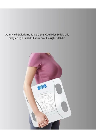 Bluetooth Bağlantılı Akıllı Dijital Baskül 8 Ölçüm Verisi İle