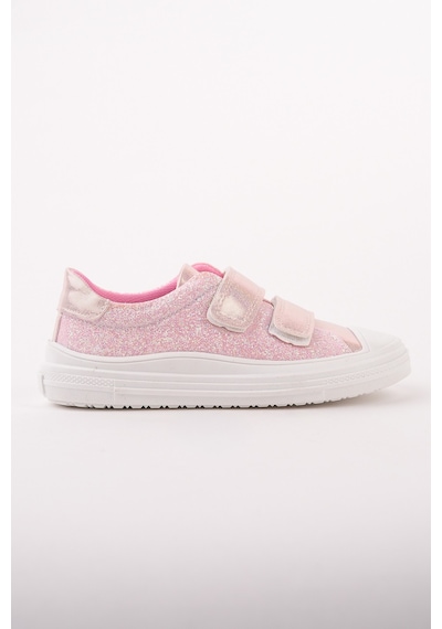 Muggo Oriella Kız Çocuk Cırt Cırtlı Simli Günlük Sneaker Spor Ayakkabı Pudra