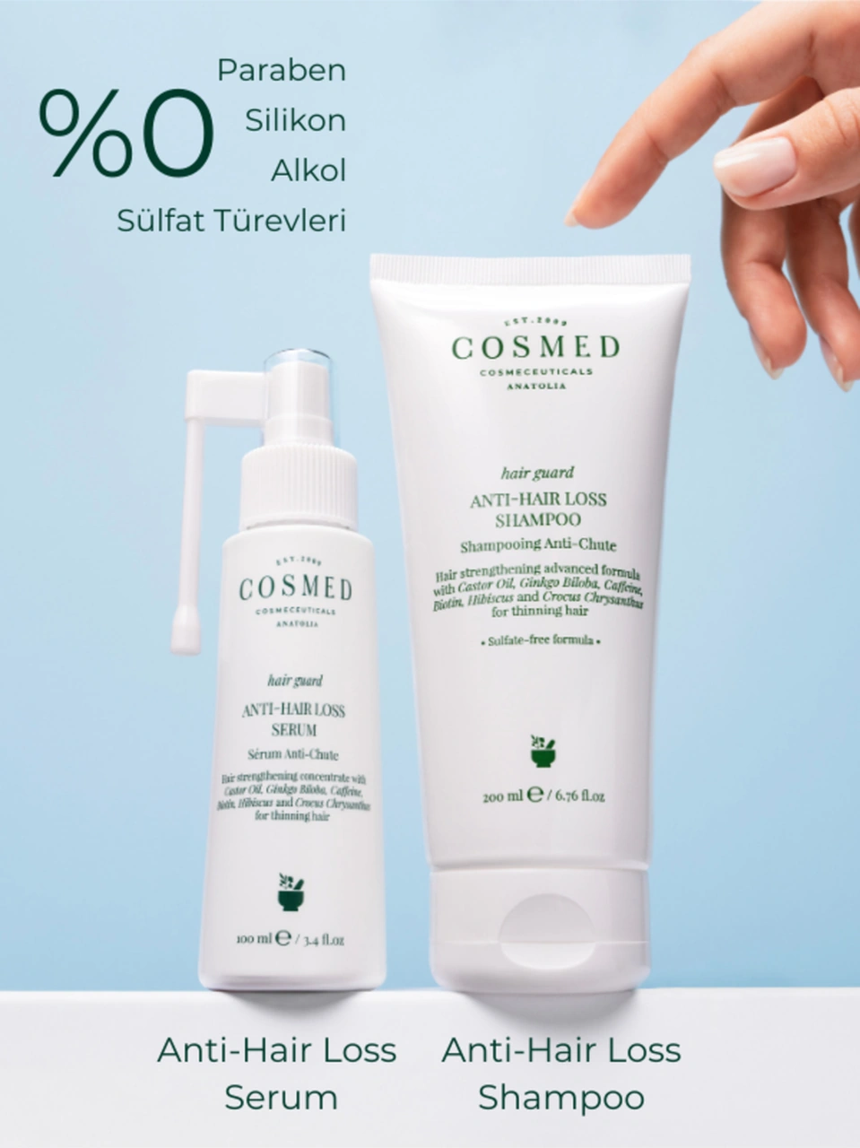 Cosmed Sülfatsız, Tuzsuz Saç Dökülmesine Karşı Şampuan - Hair Loss Shampoo - 200 ml