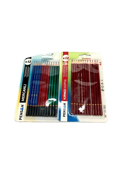 Mercanlı 2b +kırmızı Kopya Kalemi Set Bordo