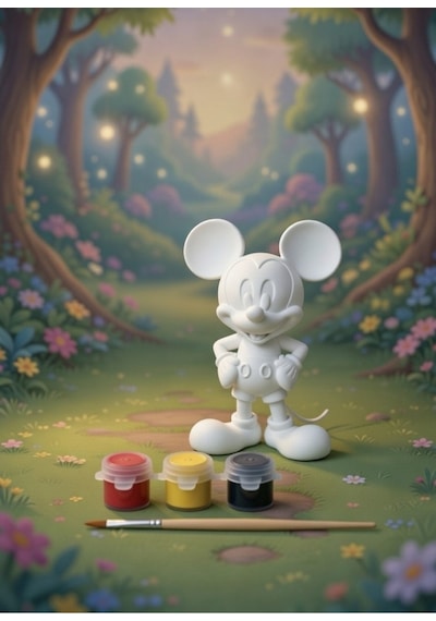 Mickey Mouse Boyama Seti 3 Renk Boya Ve Fırça Çocuklara Ve Sevdiklere Özel