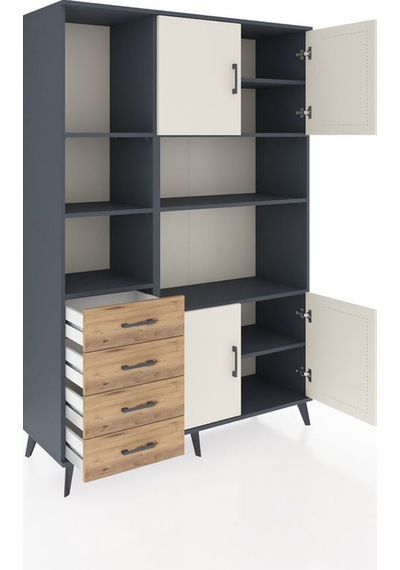Hyperion Dolap 8 Raflı 4 Çekmeceli 4 Kapaklı 132x44x195 Antrasit-aytaşı/çam Aytası/atlas Çam Hyperion Dolap 8 Raflı 4 Çekmeceli 4 Kapaklı 132x44x195 Antrasit-aytaşı/çam Aytası/atlas Çam