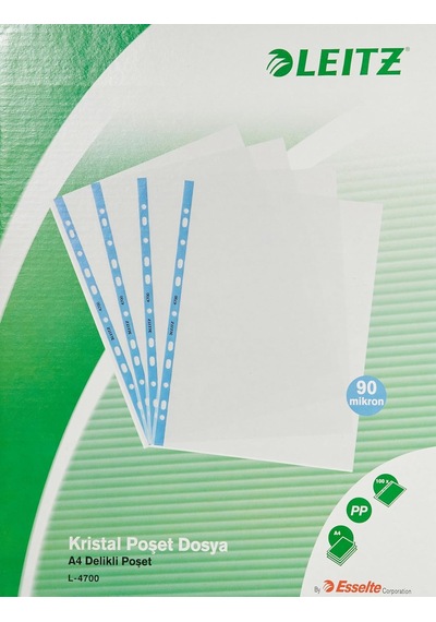 Leitz 47001035 Poşet Dosya Kristal, 100 Adet, Şeffaf Diğer