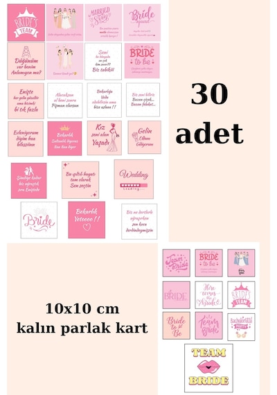 30 Adet Bride Kart - Bride Eğlence Kartı - Bekarlığa Veda Kartı - Söz Hediye - Nişan Hediye