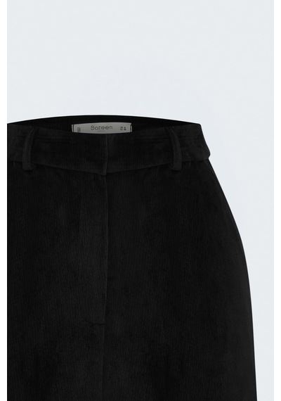 Sateen Kadife Pantolon - Siyah-138058