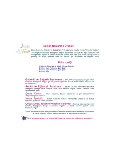 Vakumlu Silikon Beslenme Seti Silikon Mama Tabağı, Paslanmaz Çelik Uçlu Çatal-kaşık, Pipet Açık Gri Çok Renkli